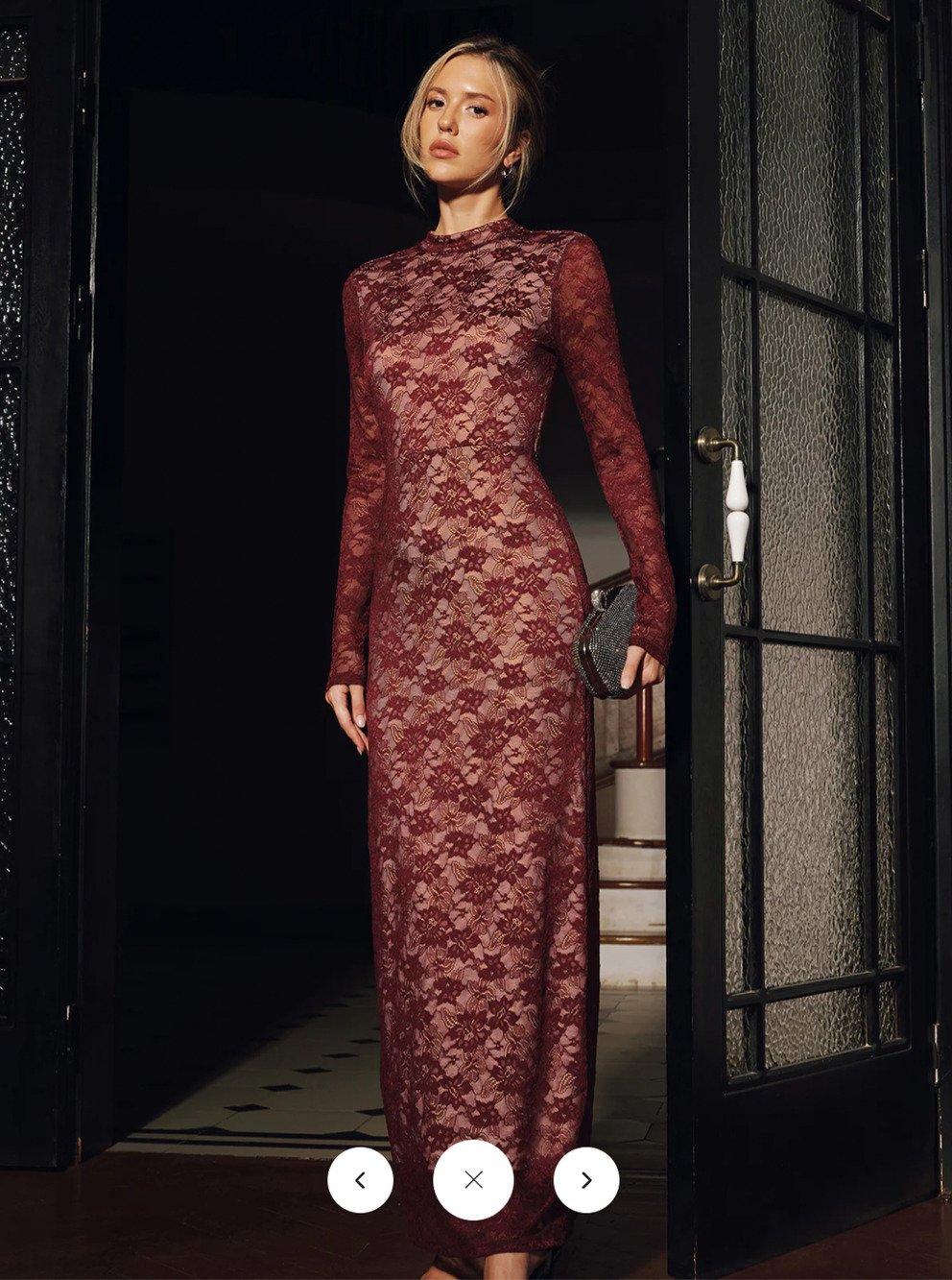 NWT Commense Lace Long Sleeve Fitted Backless Maxi Dress Sz XL